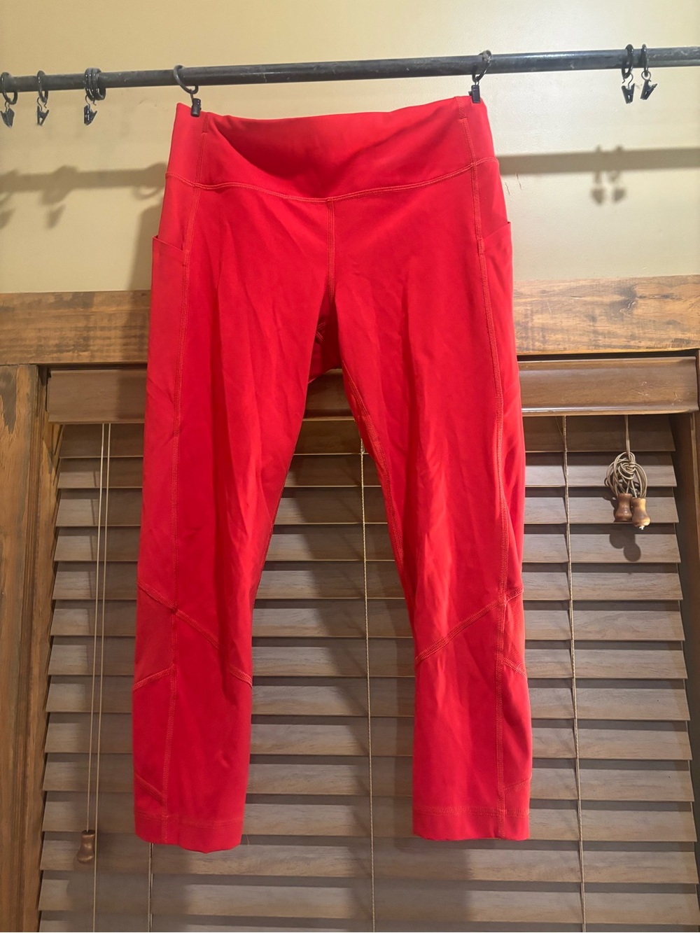 Lululemon Red Athletic Capris with Side Pockets